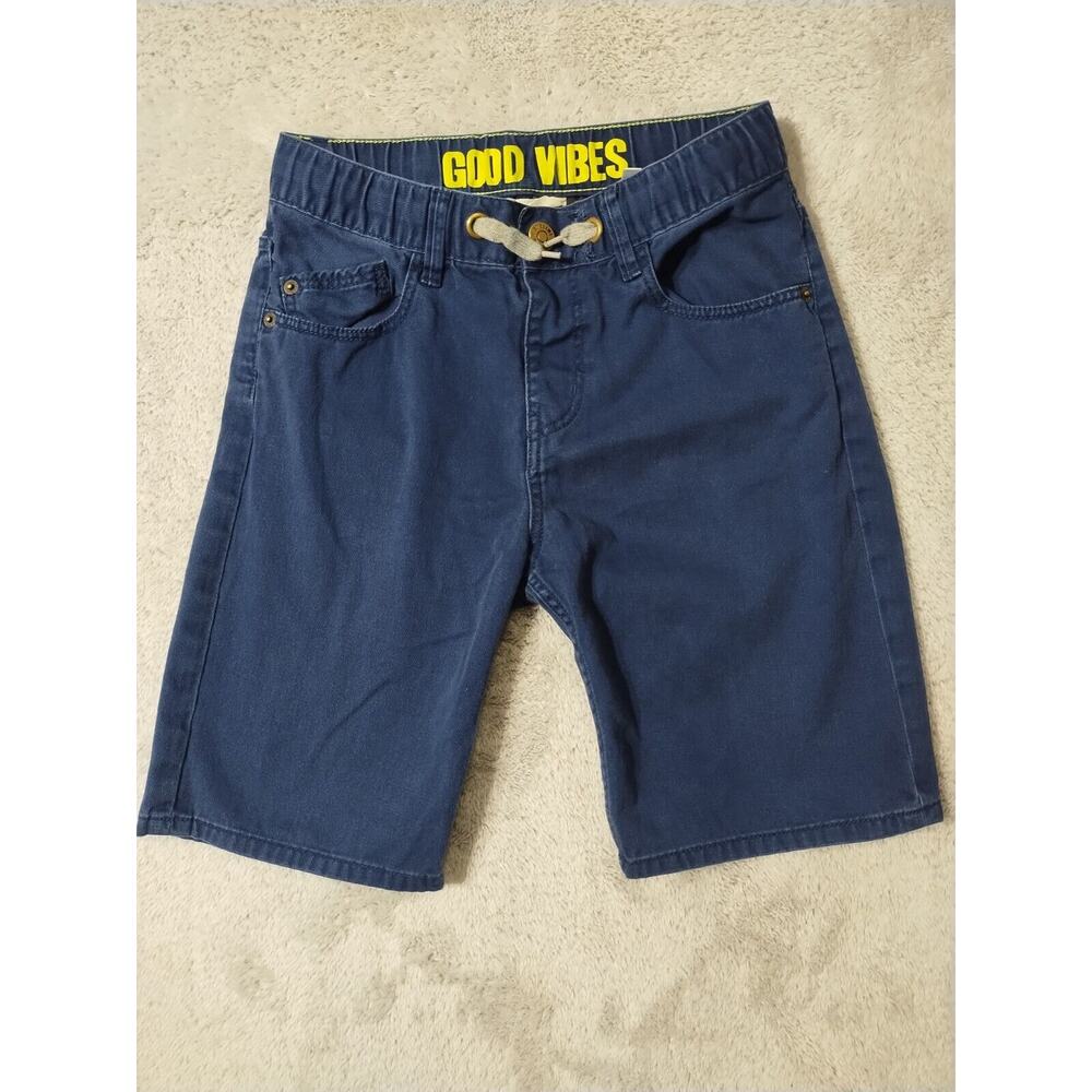 H&M Shorts Boys Size 10-11 yrs Good Vibes Drawstring Bermuda Chino Blue